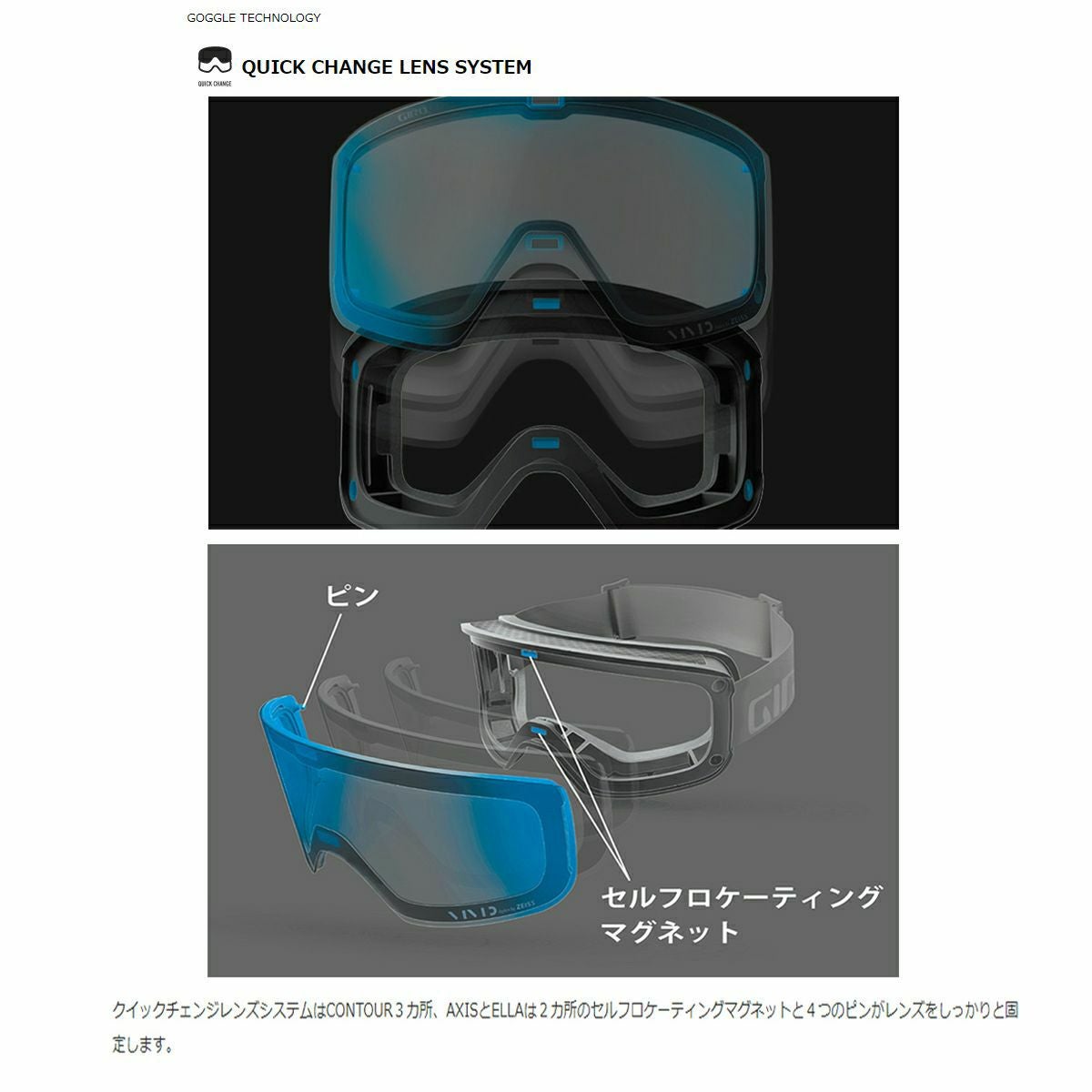 スキーゴーグル GIRO ジロ ＜2024＞AXIS / アクシス 眼鏡・メガネ対応