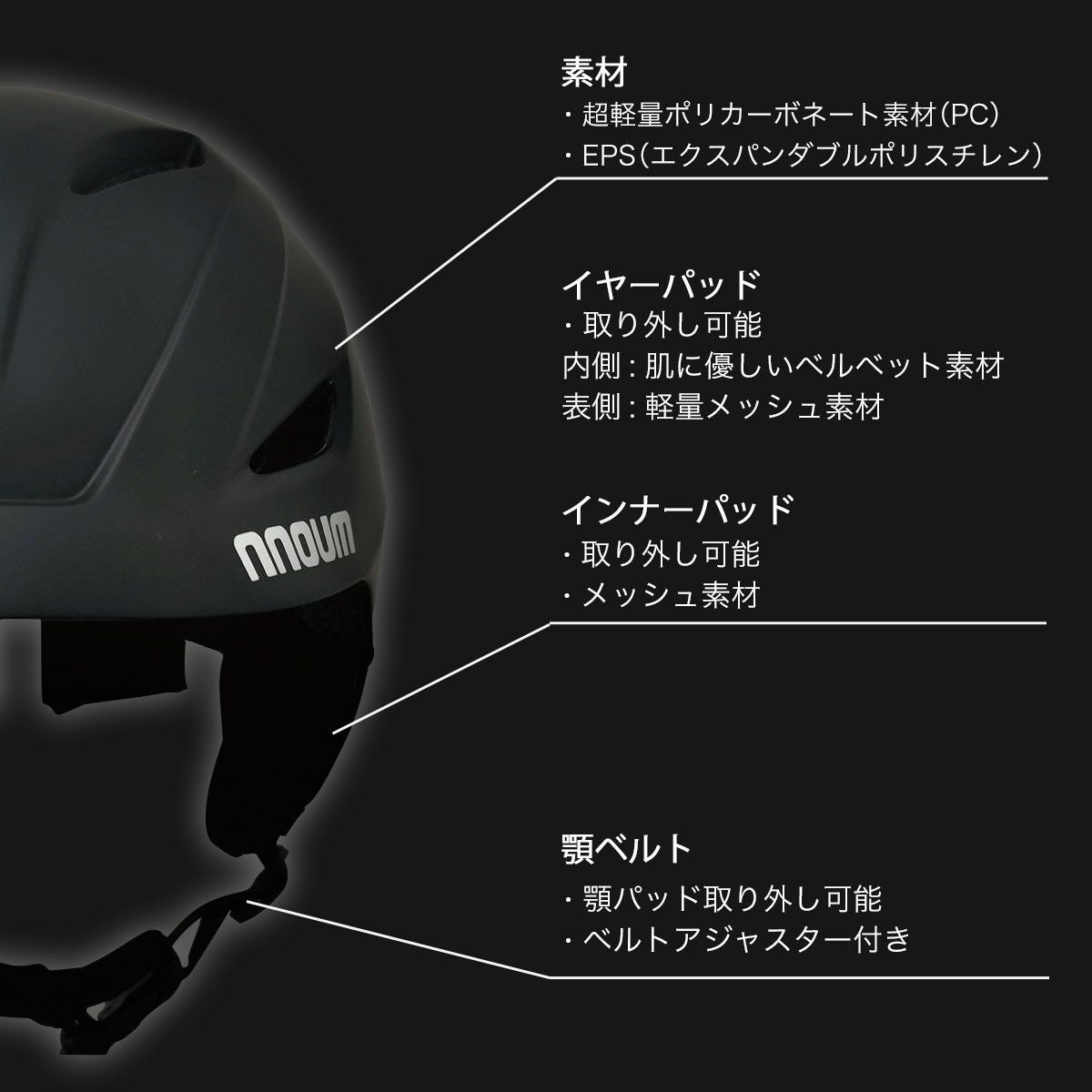 スキー ヘルメット メンズ レディース 軽量 サイズ調整 NNOUM ノアム
