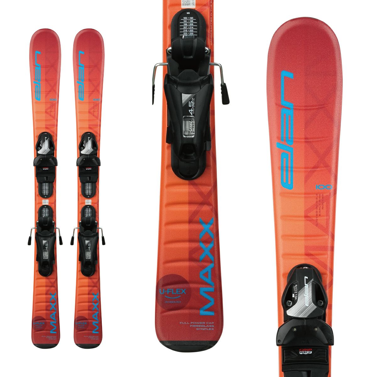 elan 100cm ジュニアスキー キッズスキー MAXX U-FLEX 調整ビンディング付き板 カービングスキー GRIP WALK エラン 札幌市 屯田店 elan（エラン） Jrスキーセット キッズ ジュニア ELAN 22-23 MAXX JRS