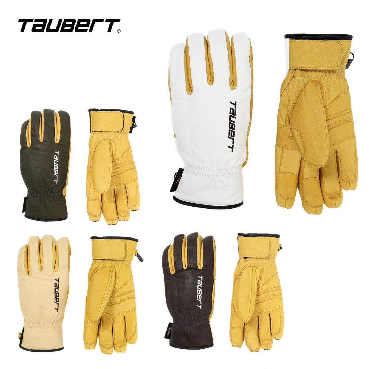 【新品未使用】TAUBERT North40 グローブ ホワイト/イエロー TAUBERT トーバート スキーグローブ Full Leather SLOPE / フルレザー