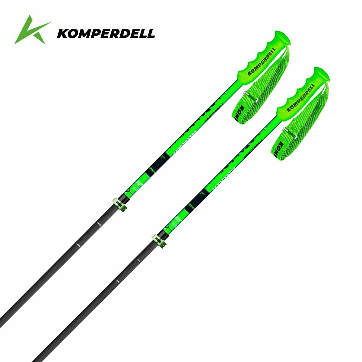 KOMPERDELL カーボン スキー ストック 115cm グリーン コンパーデル サイズ調整式 スキーポール ジャパンモデル カーボンプロ