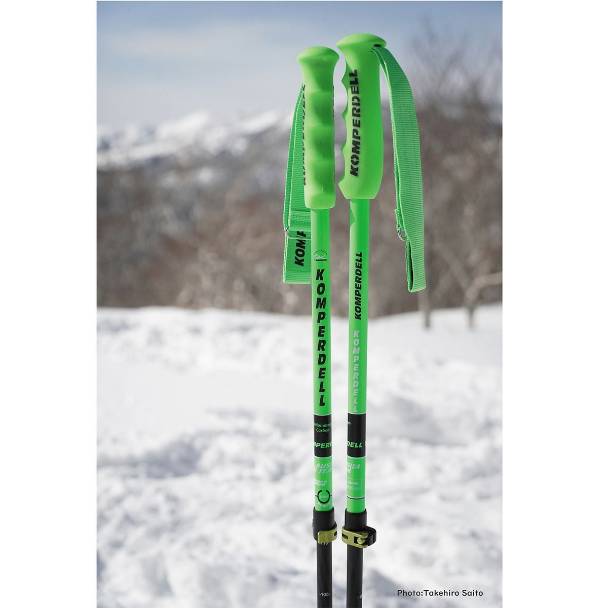 KOMPERDELL 105cm スキー ストック グリーン コンパーデル(KOMPERDELL) スキーストック カーボンプロ バリオ