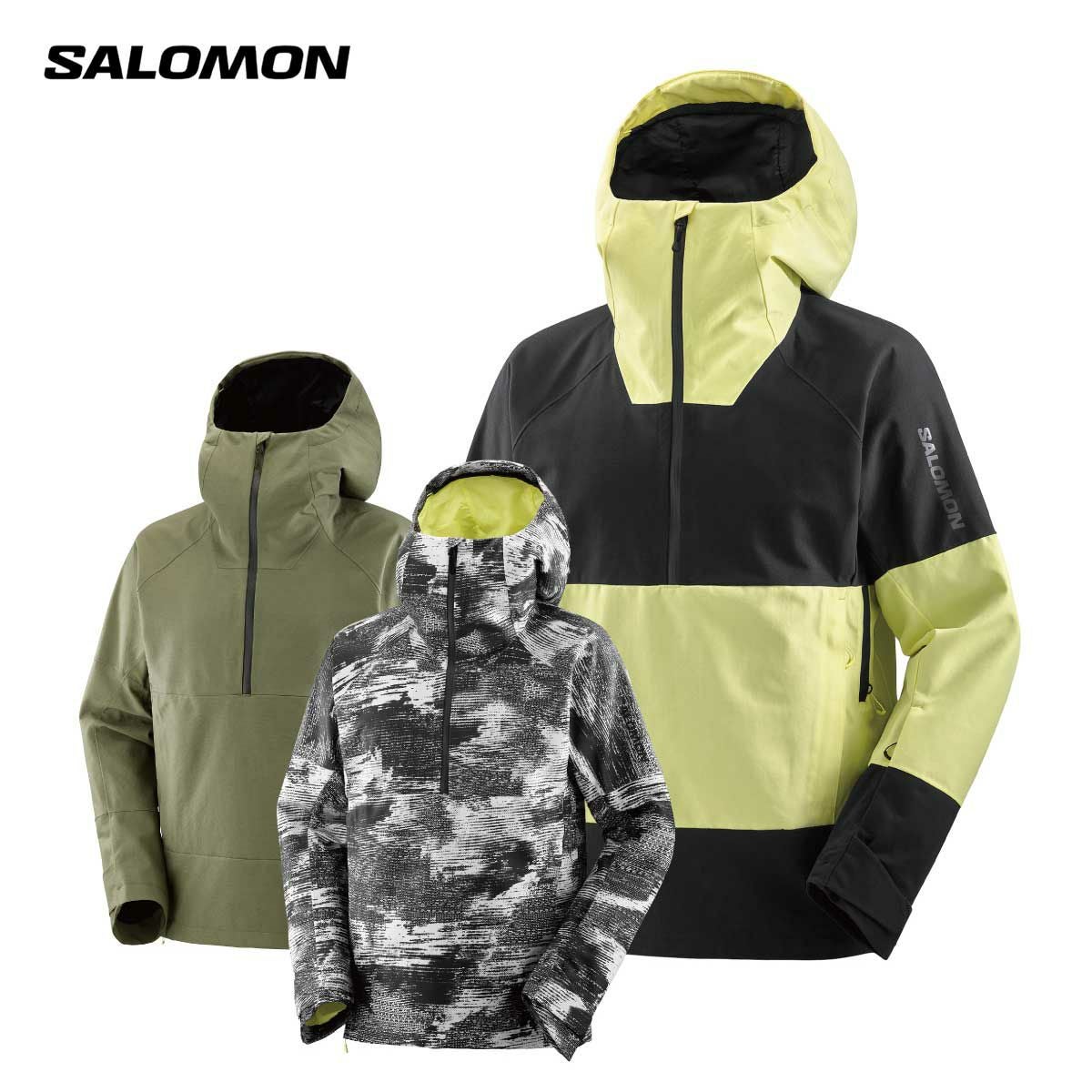 SALOMON スノーウェア 上下 メンズL カーキ オールドサロモン サロモン(salomon) スキーウェア 上下セット HIGHLAND+EDGE ハイランド