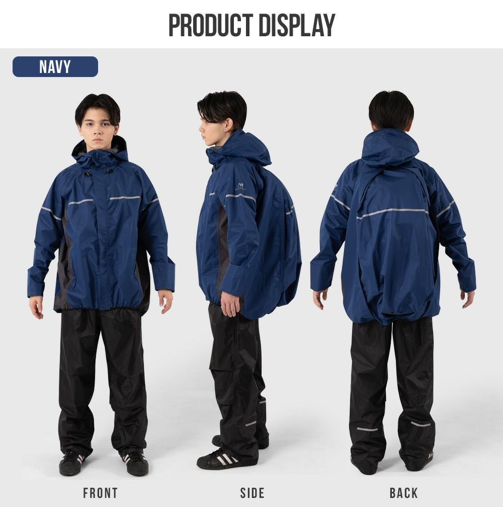 未使用級　アダバット　レインウエア　パンツ　フード　半袖　長袖　収納　パープル パタゴニア セットアップ 上下 レインウェア トレントシェルジャケット