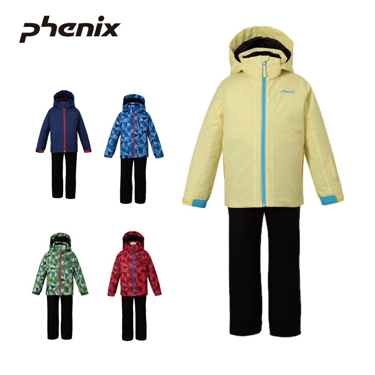 フェニックス スキー・スノボウェア 上下セット 160cm 青/黒 フェニックス（PHENIX） 2Line Color Zipper Two-piece ツーライン