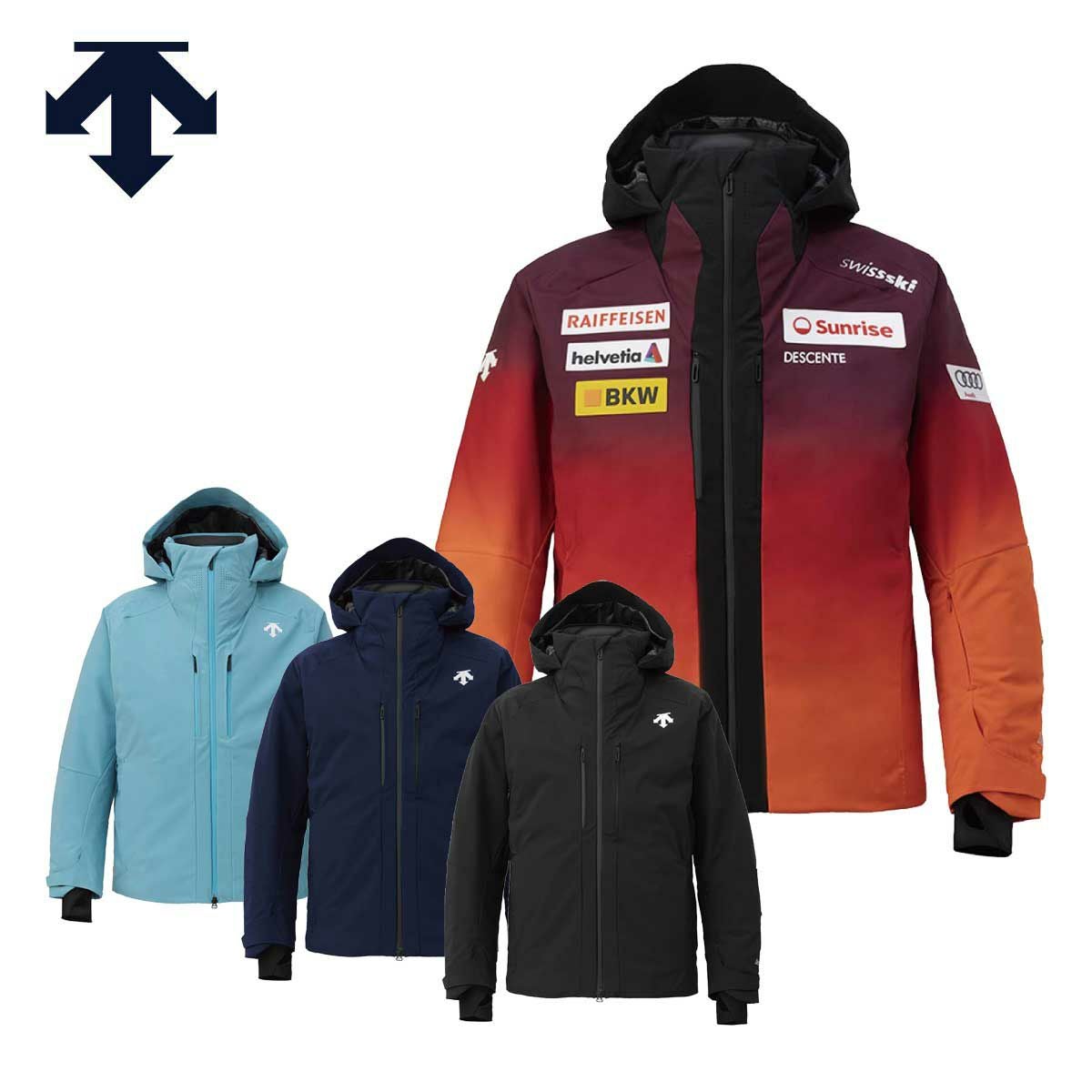 早い者勝ち！DESCENTE スキーウェアセット 140 黒/赤 手袋付き DESCENTE（デサント） ジュニアスキーウェア 上下セットDWJUJH91(2023