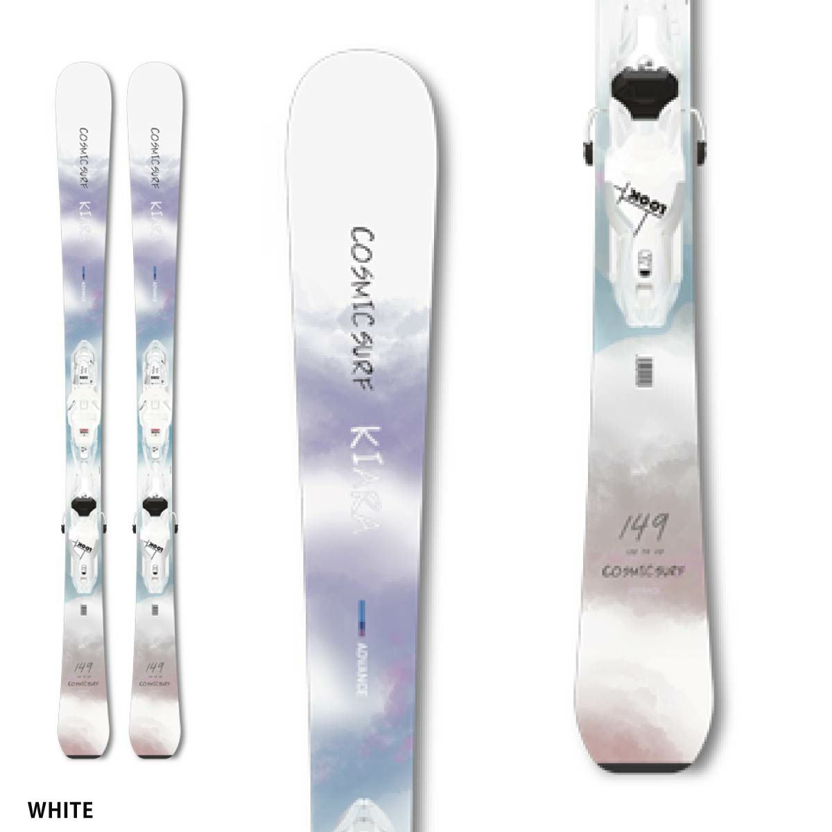 コミックサーフ comsicsurf レディース スキー板 142 ビンディング付き KIARA 19/20　ストック付き コスミックサーフ(COSMICSURF) スキー板 オールラウンド KIARA ADV +